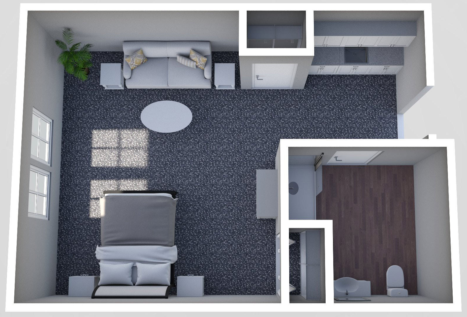 Furnished render, Studio