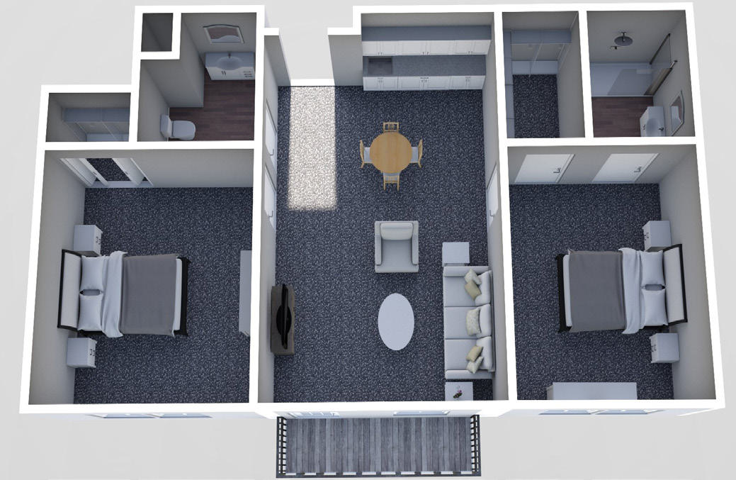 Furnished render, Two Bedroom, Two Bath