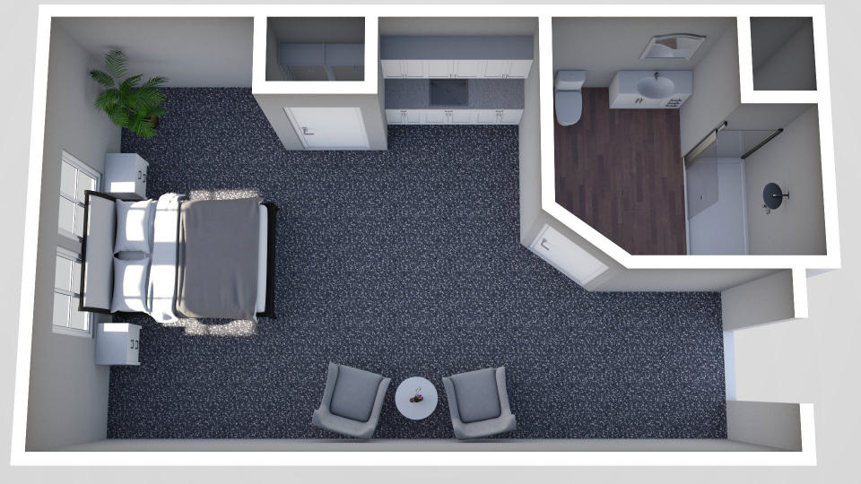 Furnished render, Small Studio