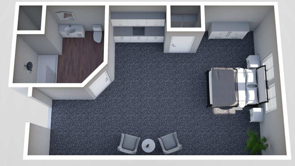Furnished render, Large Studio