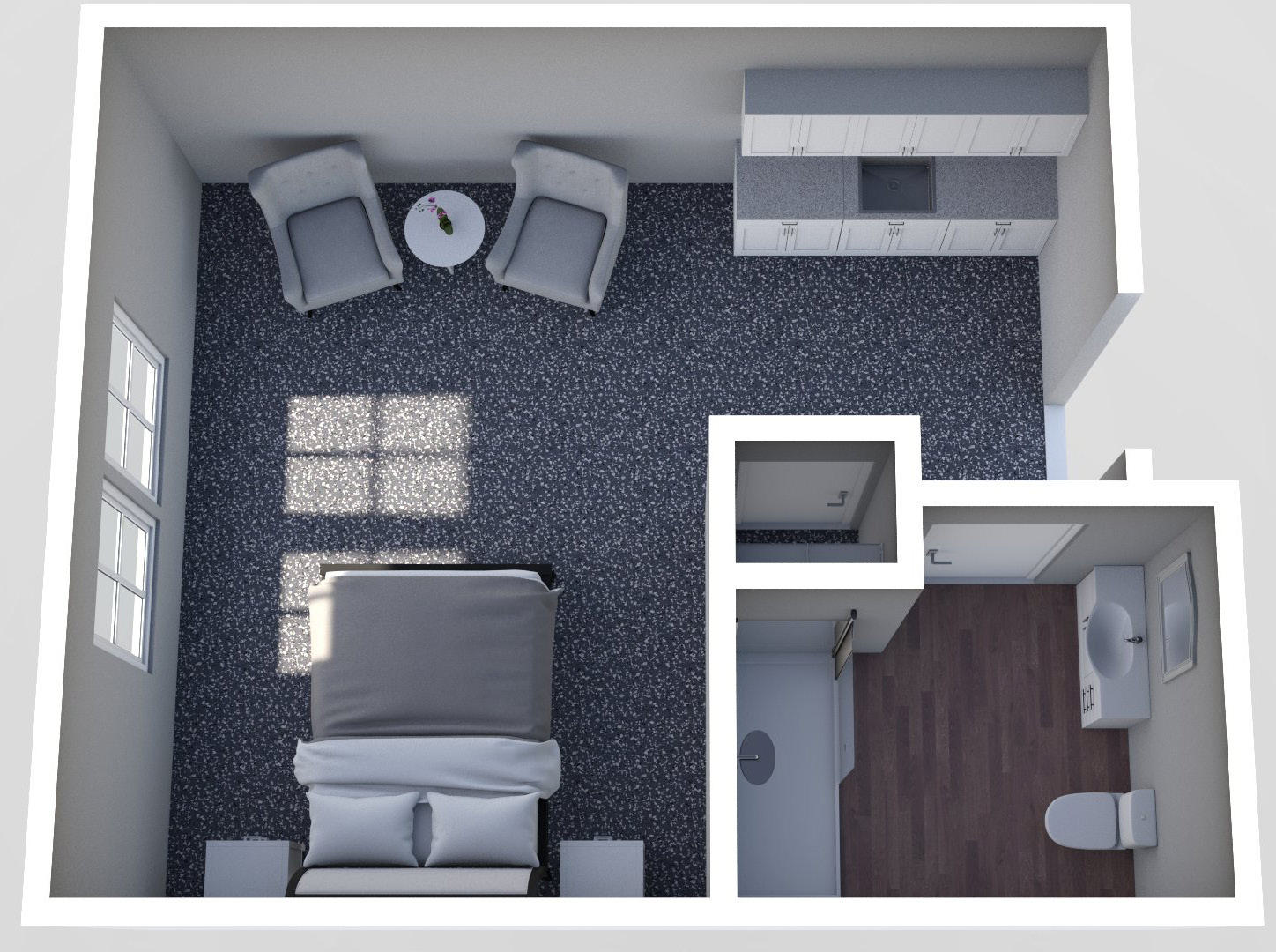 Furnished render, Small Studio