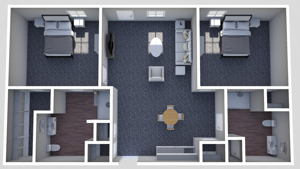 Furnished render, Two Bedroom, Two Bath