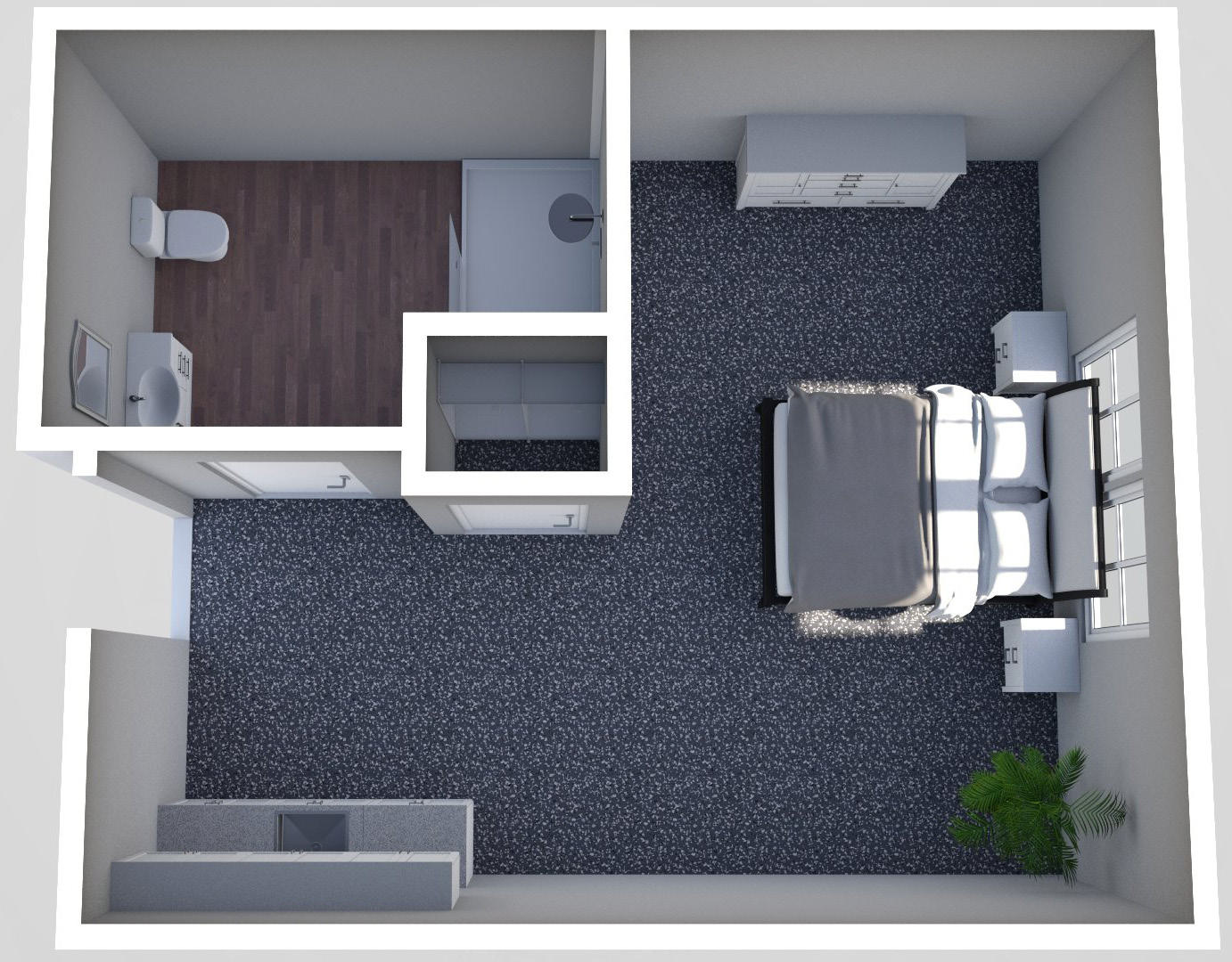 Furnished render, Studio