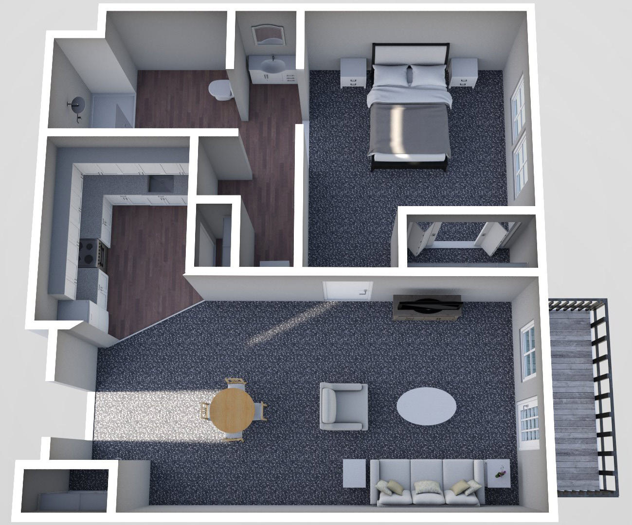 Furnished render, One Bedroom, One Bath