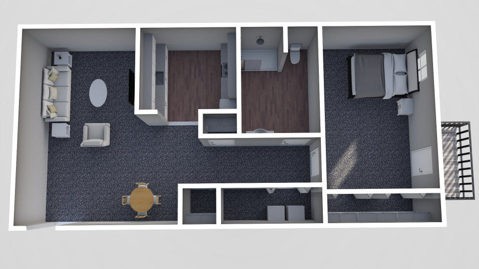 Furnished render, One Bedroom, One Bath