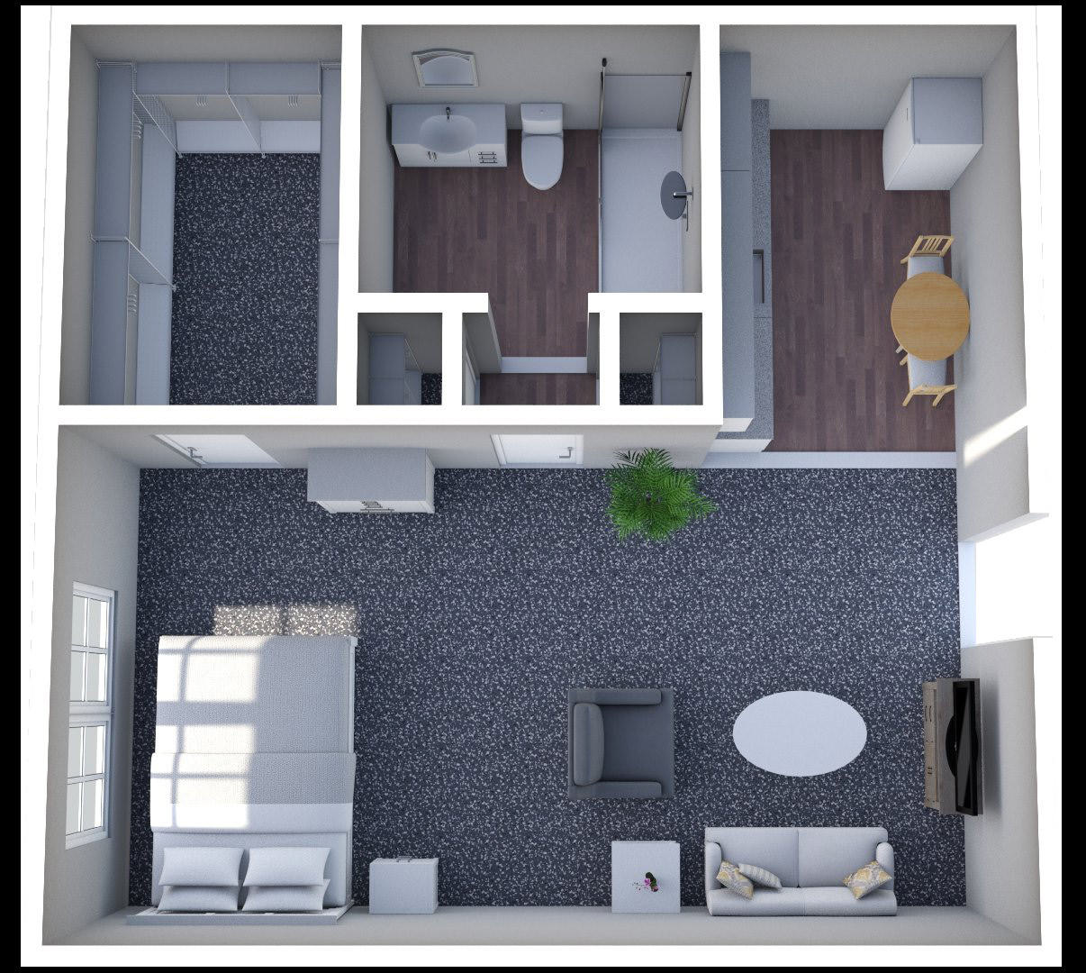Furnished render, Studio