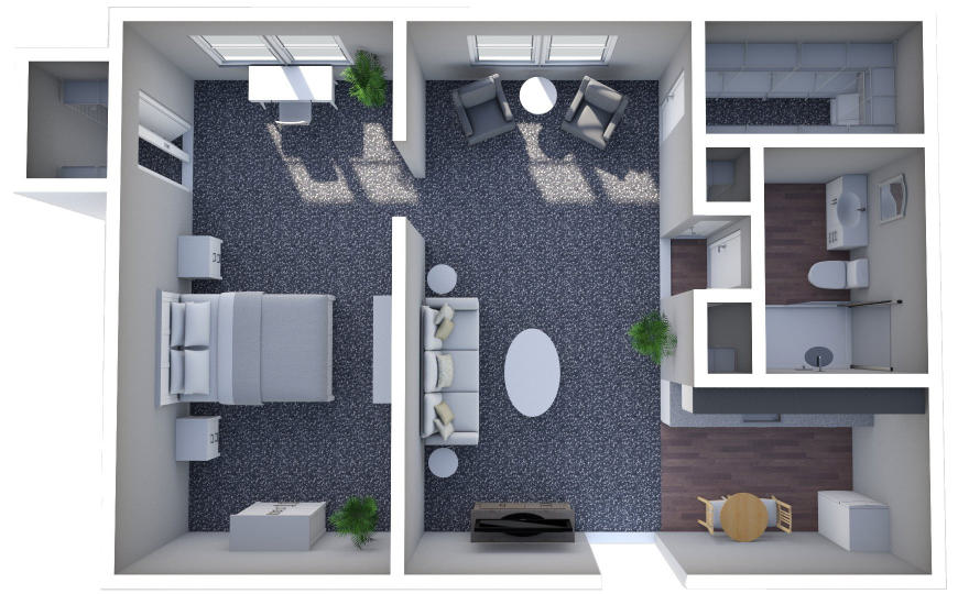 Furnished render, One Bedroom, One Bath