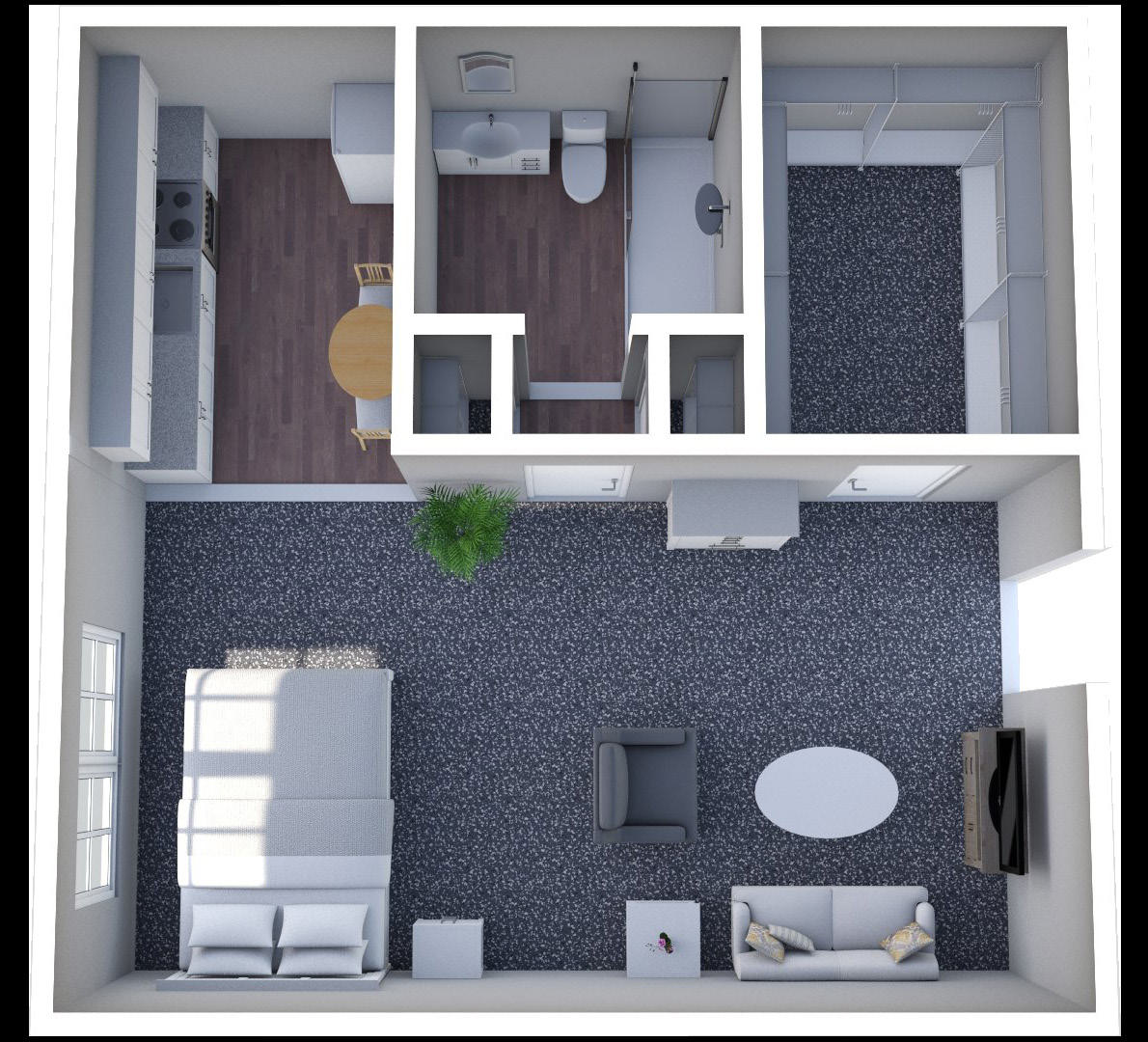 Furnished render, Studio