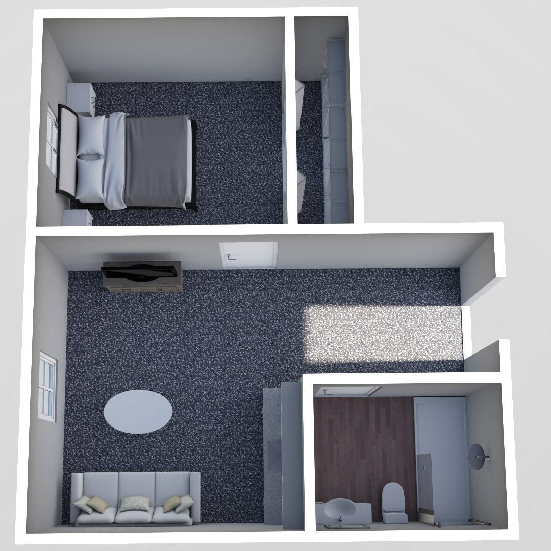 Furnished render, One Bedroom, One Bath