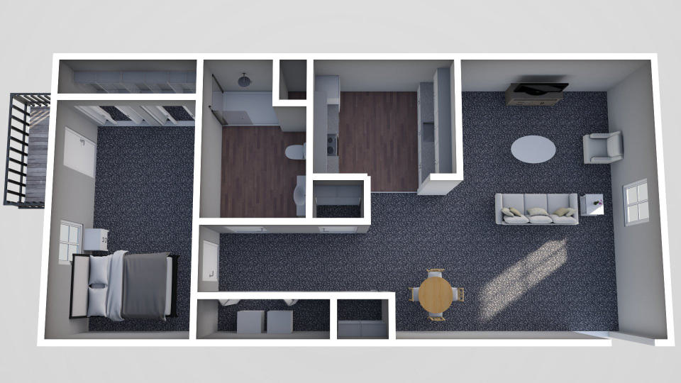 Furnished render, One Bedroom, One Bath