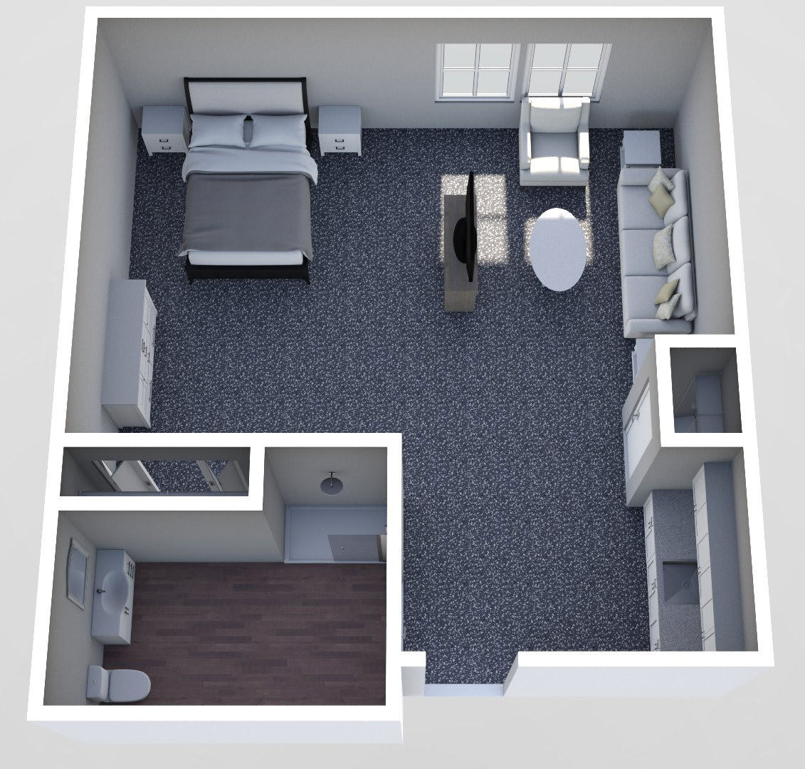 Furnished render, Studio