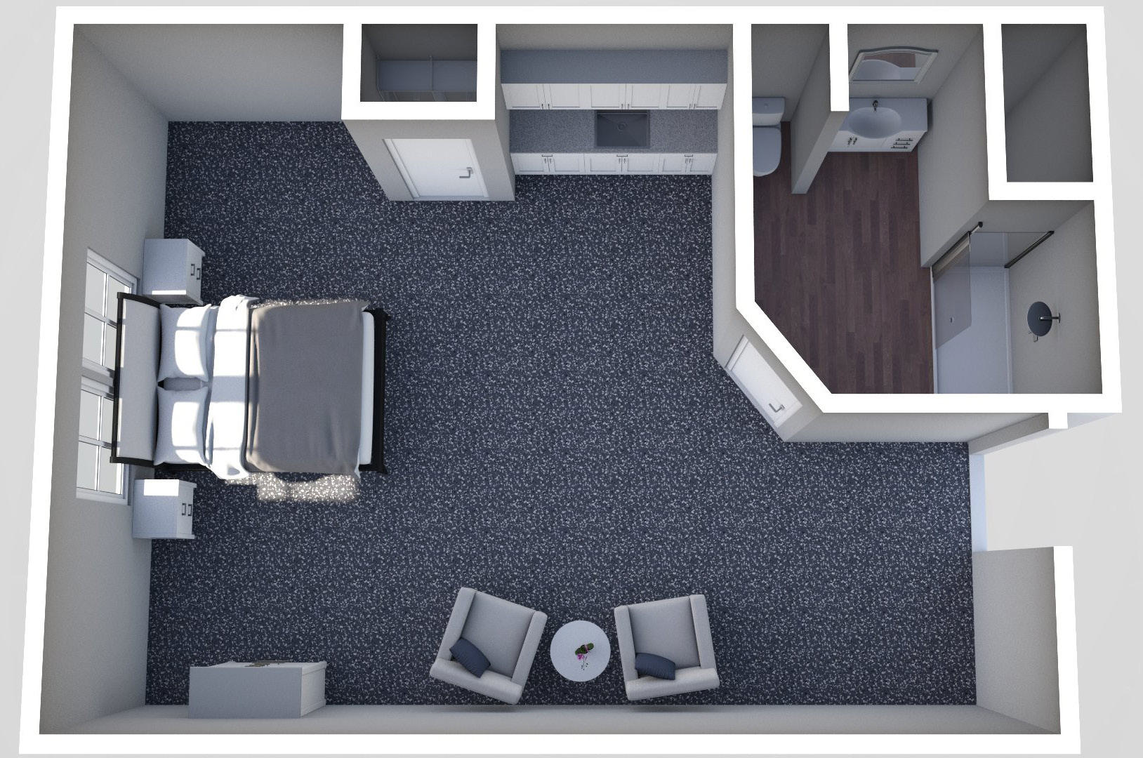 Furnished render, Studio