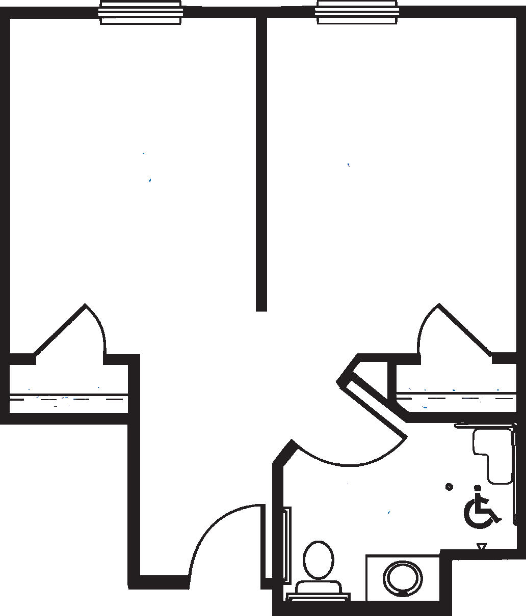 Plan drawing, One Bedroom, One Bath