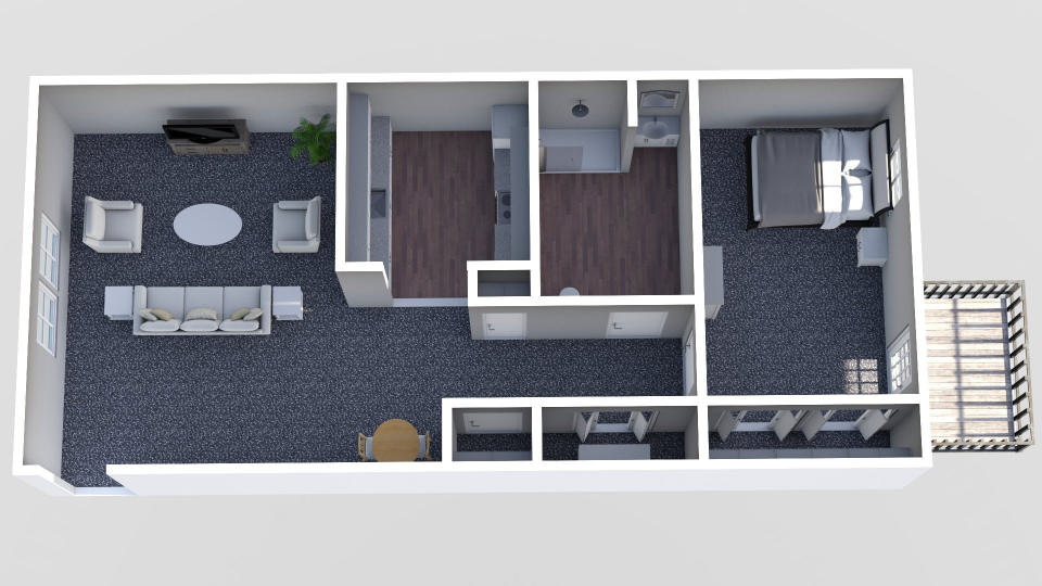 Furnished render, One Bedroom, One Bath