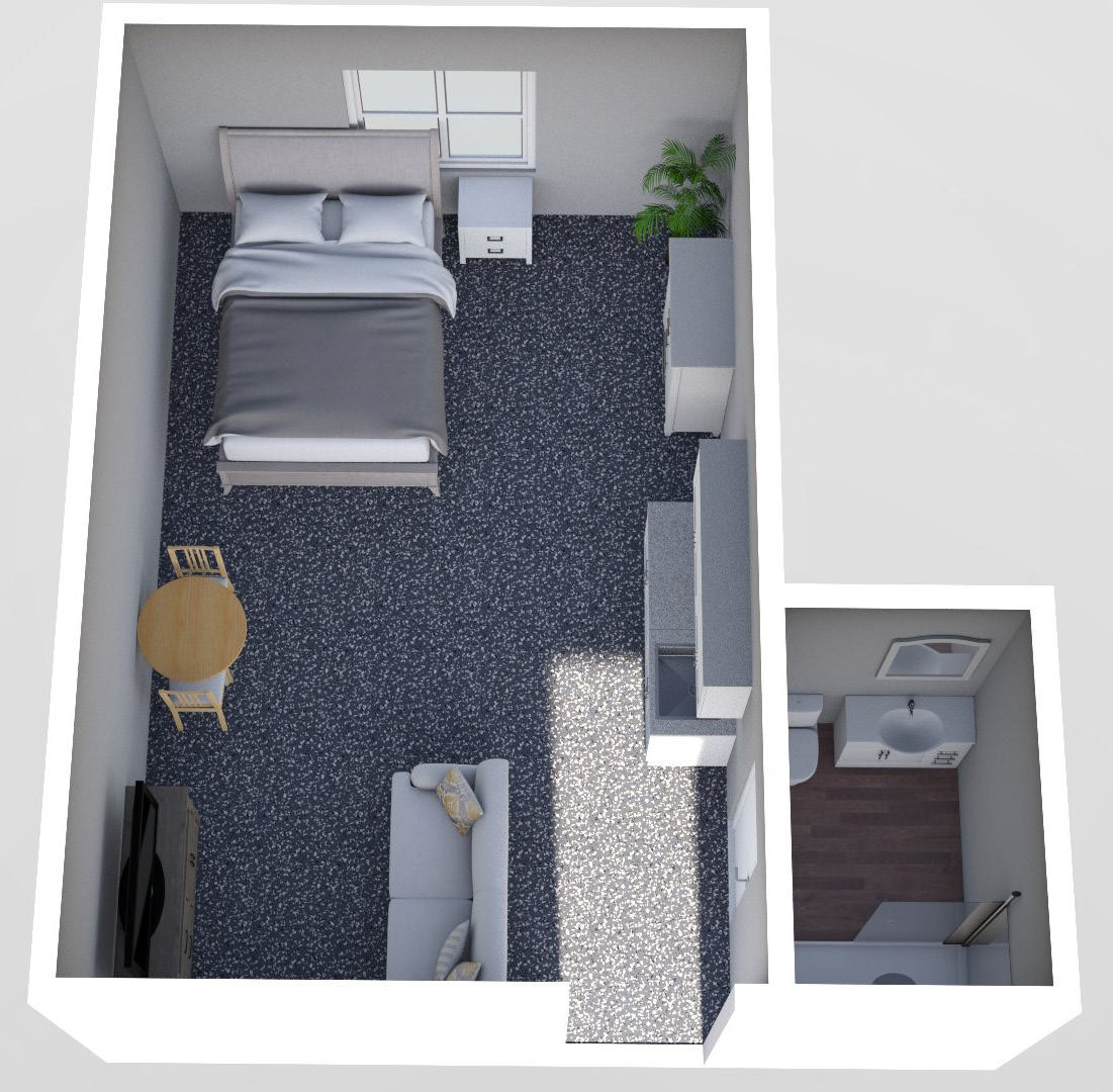 Furnished render, Studio