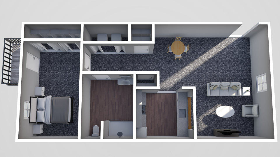 Furnished render, One Bedroom, One Bath