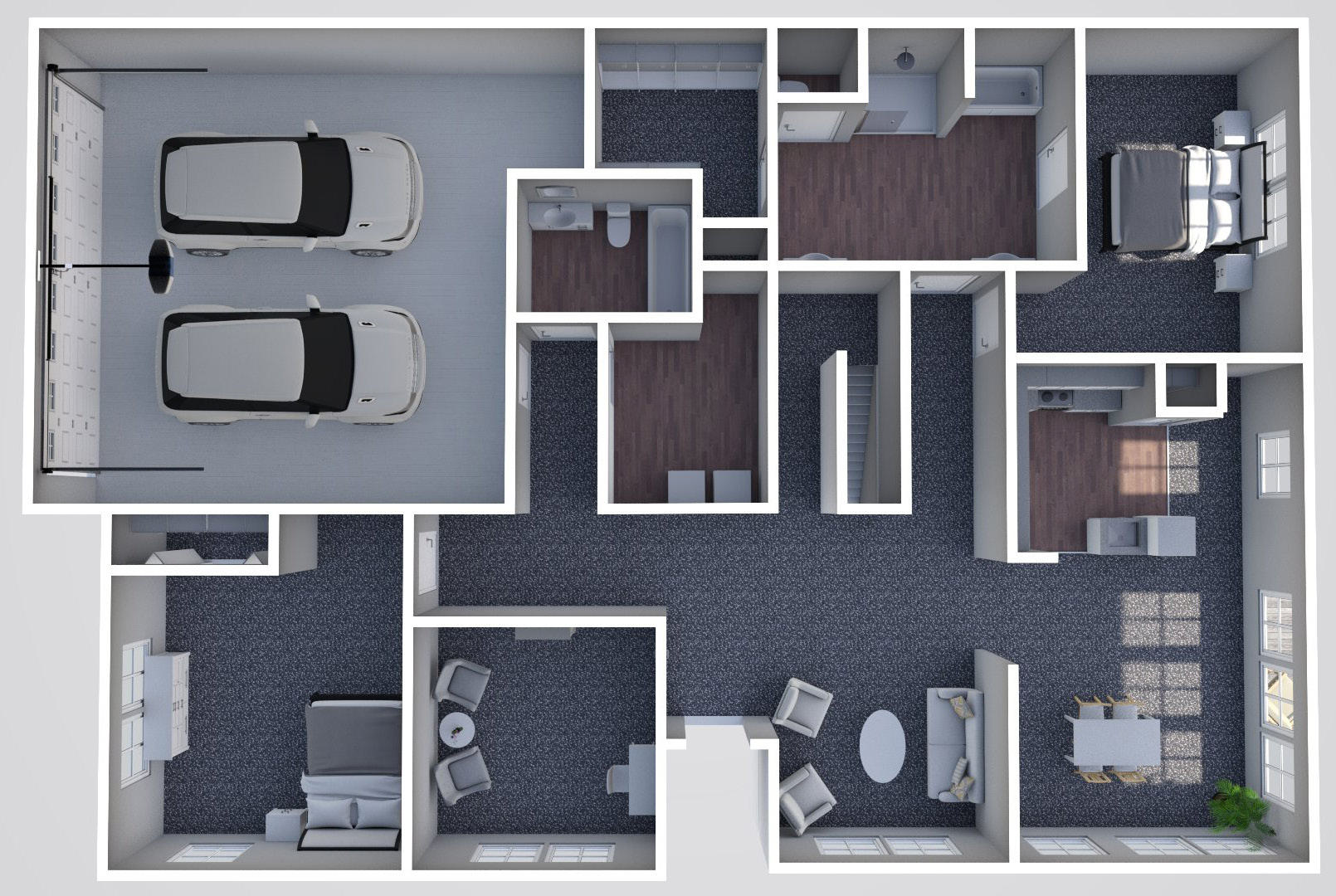 Furnished render, Three Bedroom, Three Bath