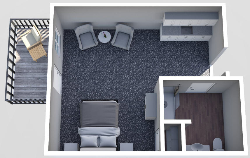 Furnished render, Studio