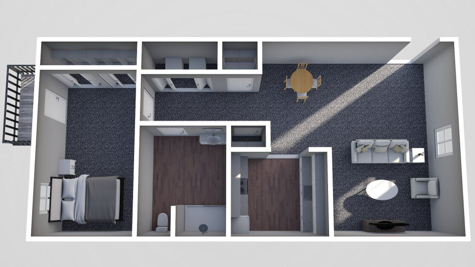 Furnished render, One Bedroom, One Bath