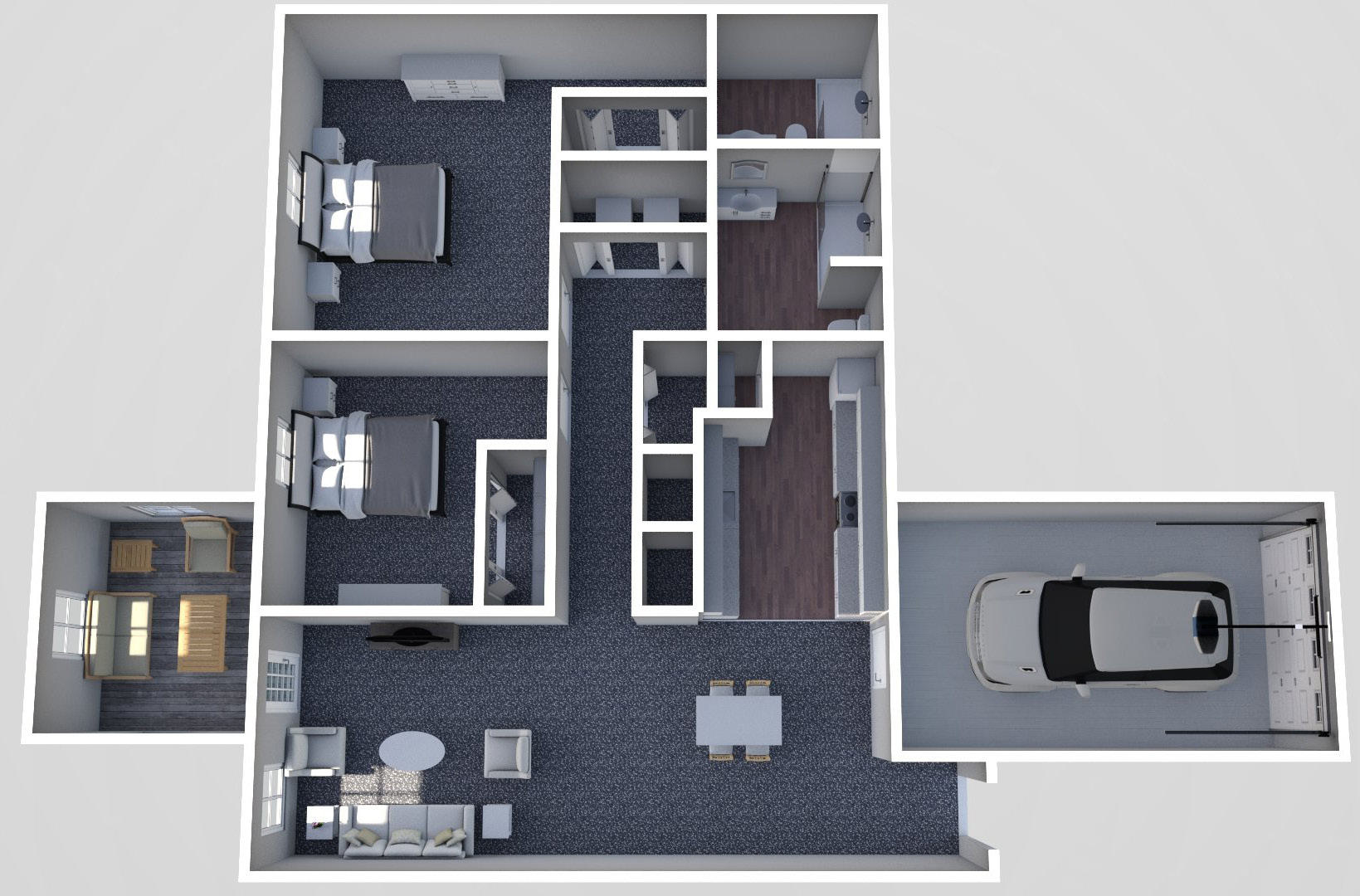 Furnished render, Two Bedroom, Two Bath