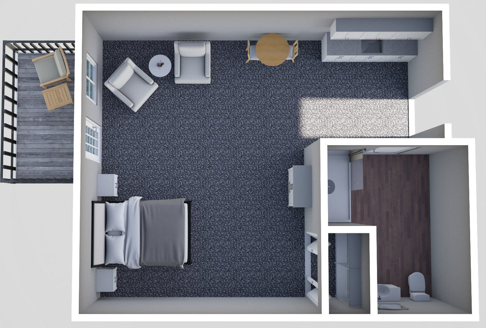 Furnished render, Studio