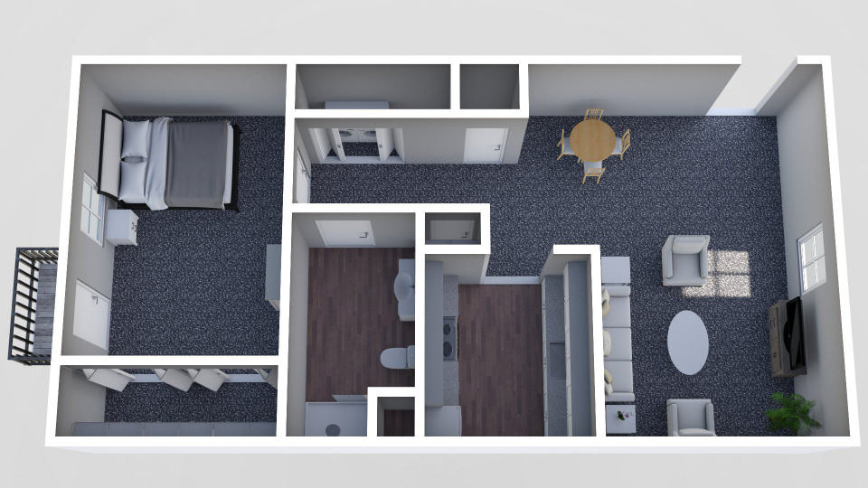 Furnished render, One Bedroom, One Bath