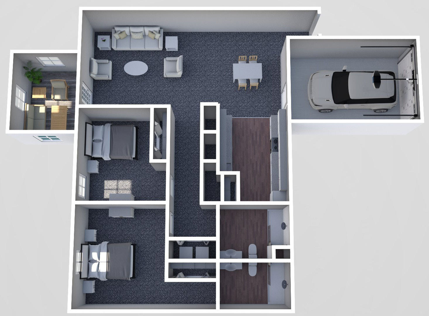 Furnished render, Two Bedroom, Two Bath