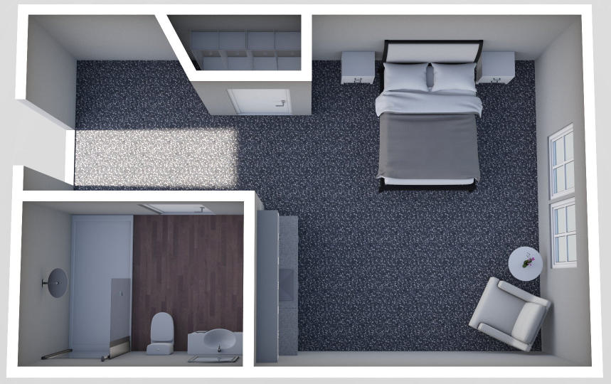 Furnished render, Studio