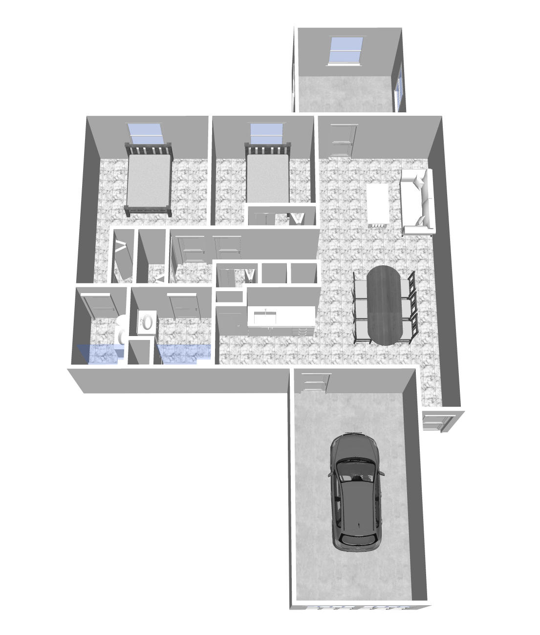 Furnished render, Two Bedroom, Two Bath Plus