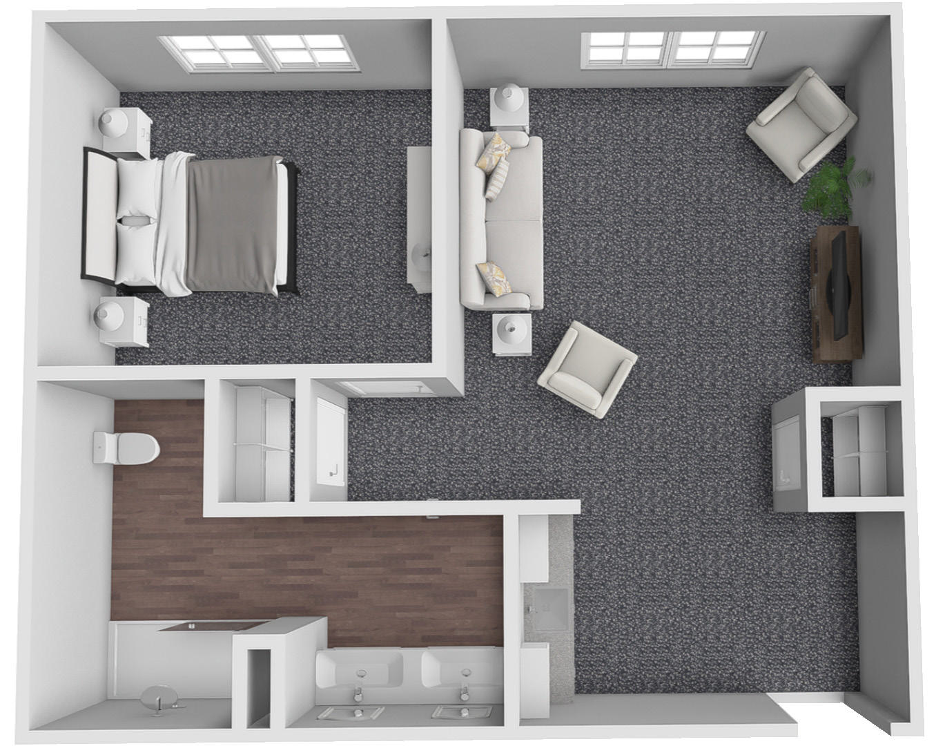 Furnished render, One Bedroom, One Bath