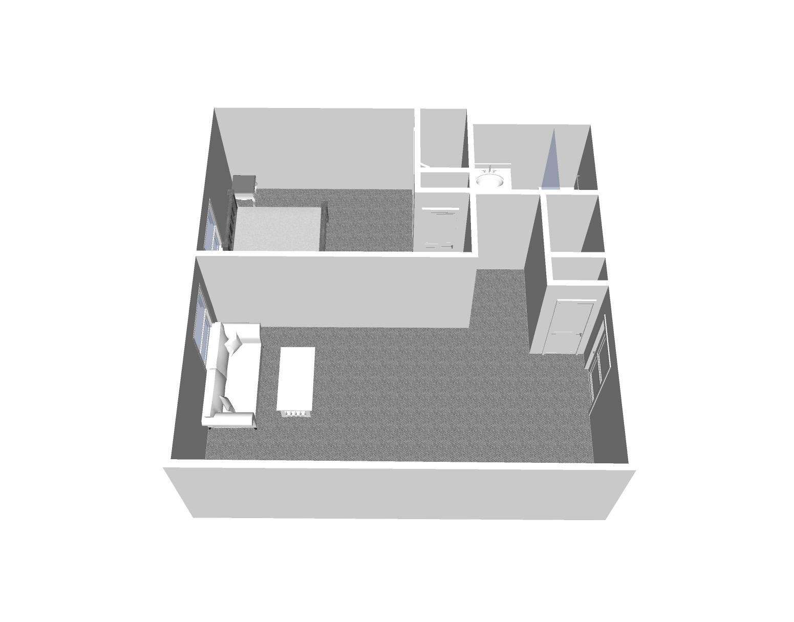 Furnished render, One Bedroom, One Bath