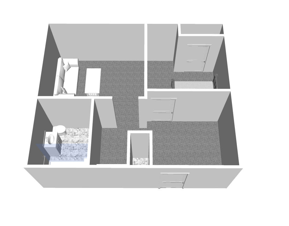Furnished render, One Bedroom, One Bath
